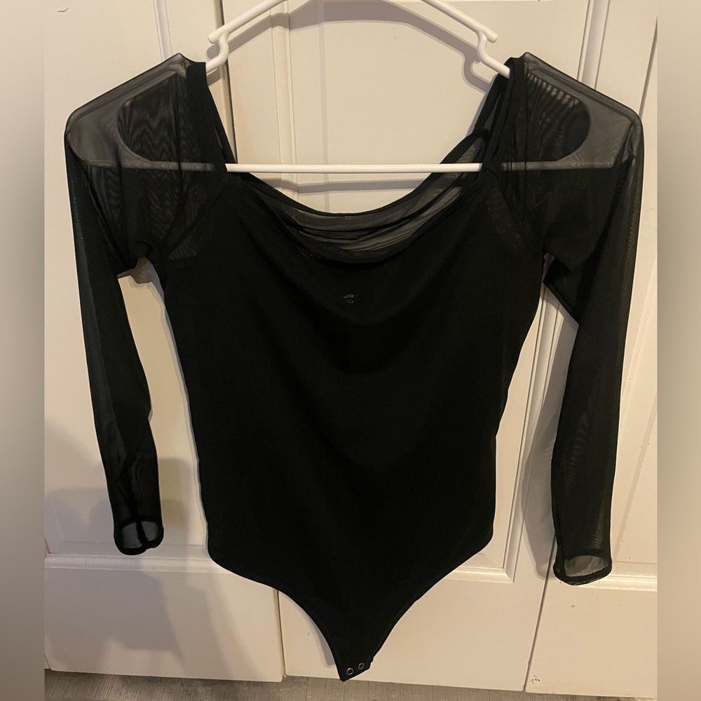 Abercrombie & Fitch Black Sheer Sleeve Bodysuit